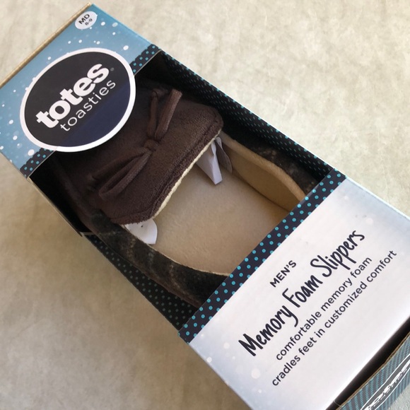 Totes Toasties Totes Men’s Brown Cream Memory Foam Slippers Size M (8-9) - Picture 9 of 11